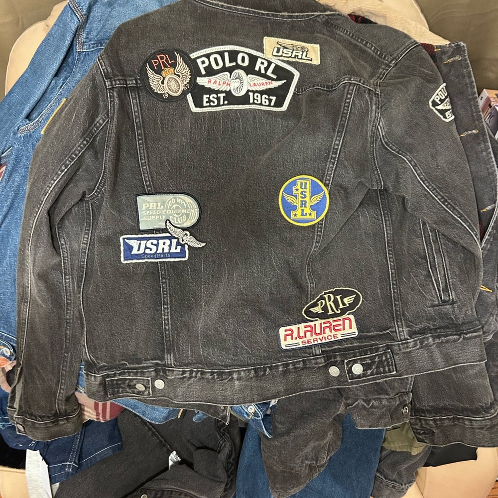 Ralph Lauren Black Denim Jacket with Patches